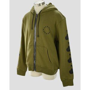 RTA Chartreuse Green Black Cherries FLOYD Full Zip Cotton Hoodie MEDIUM NWT